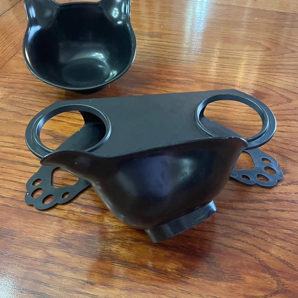 Black Cat Ear Double Pet Bowl